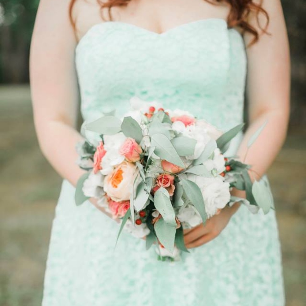 Strapless lace dress with full skirt